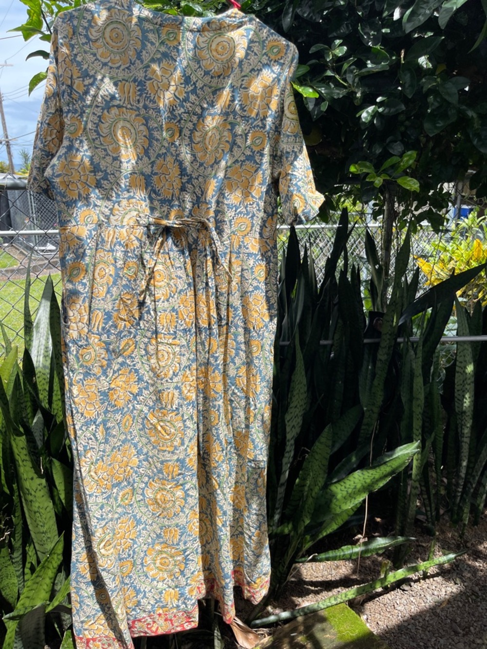 Boho Floral V-Neck Maxi Dress in Yellow and Blue - Picture 8 of 8
